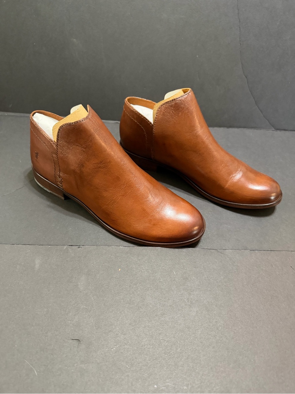 FRYE AND CO. Cognac Leather Slip-On Ankle Booties